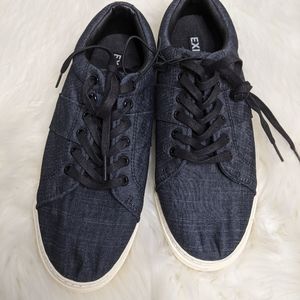 Express Boat Shoes Laceup Sneakers Blue Canvas Casual Shoes Size 9